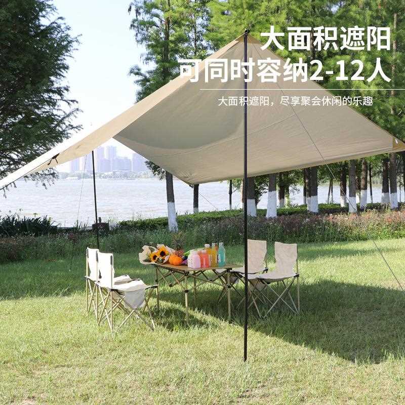 新款直销黑胶天幕帐篷户外10-15人防晒便携式露营装备野餐-4人方 - 图1