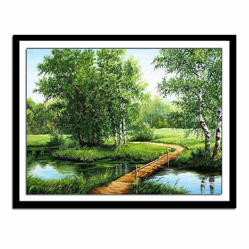新款直销钻石画满钻圆钻田园风景绿色竹林十字绣小幅简约现代钻石,淘宝优惠券,粉丝福利购,淘宝优惠卷