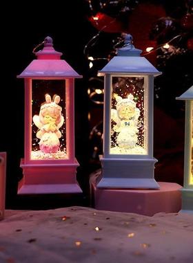 新款直销奇幻森林水晶灯摆件桌面装饰小夜灯发光家居装饰手提风灯