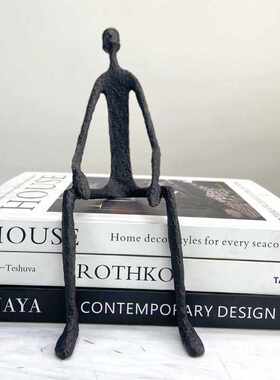 新款直销新款直销现代简约黑色抽象人像雕塑摆件样板房售楼处玄关