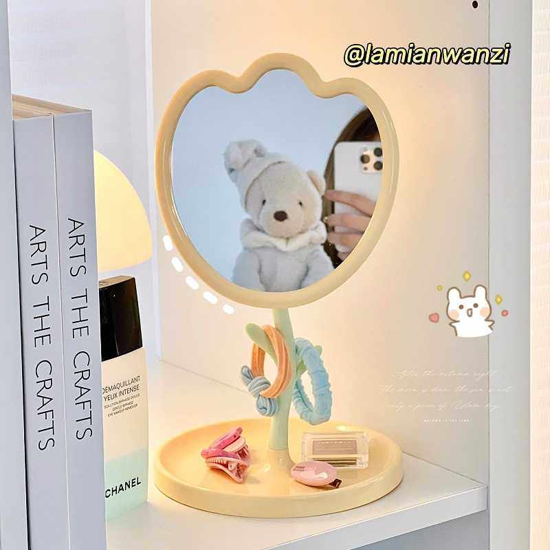 新款直销郁金花朵镜子家用梳妆台式可旋转公主镜学生宿舍桌面少女,淘宝优惠券,粉丝福利购,淘宝优惠卷
