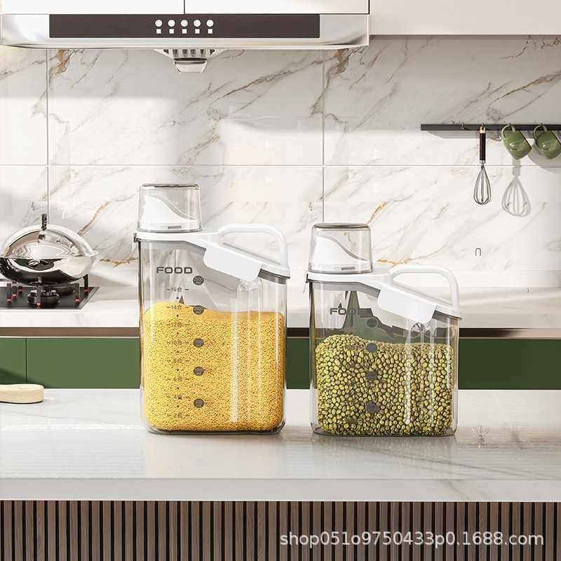 新款直销新款直销塑料透明密封罐日式手提储米桶防潮家用厨房五谷,淘宝优惠券,粉丝福利购,淘宝优惠卷