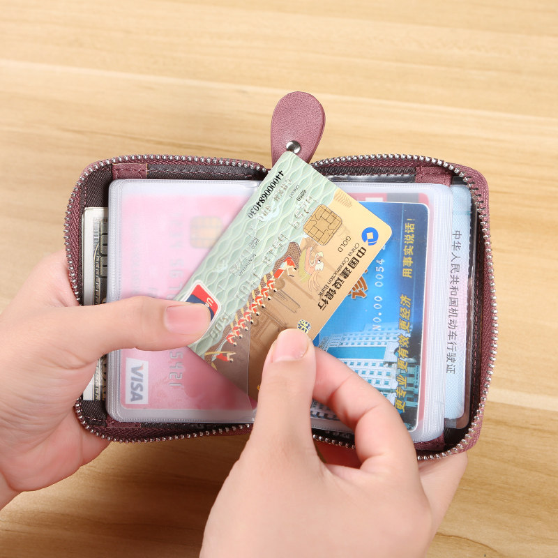 复古女式新款多卡位防消磁装卡片包 嘉朗普卡包