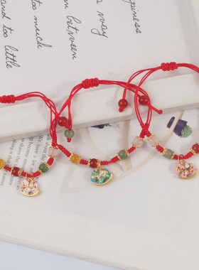 马年红绳手链男女新款2026本命年生肖马新年仿真沙金手工编织手绳