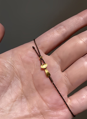 极细红绳手链女款本命年金色如意精致小巧送闺蜜礼物手工编织手绳