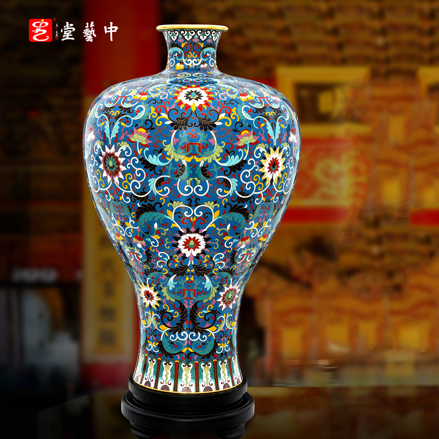 景泰蓝《宫韵珐琅·梅瓶至尊》花瓶摆件刘永森客厅玄关家居装饰,淘宝优惠券,粉丝福利购,淘宝优惠卷