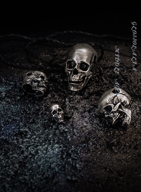 骷髅头路西法黑暗撒旦做旧项坠