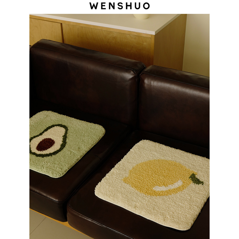 WENSHUO 原创简约水果簇绒坐垫复古椅垫家用防冷苹果牛油果番茄,淘宝优惠券,粉丝福利购,淘宝优惠卷