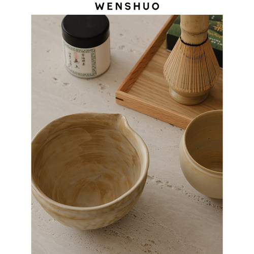 WENSHUO 侘寂风抹茶套装茶筅复古日式带导流嘴茶具百本立宋代点茶 - 图3