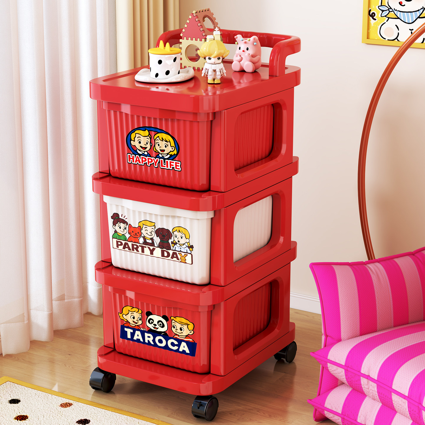零食小推车置物架落地抽屉式多巴胺客厅移动收纳柜家用玩具储物柜,淘宝优惠券,粉丝福利购,淘宝优惠卷