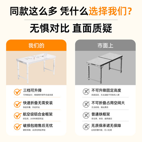 2025折叠桌摆摊桌子夜市地摊桌椅便携式露营户外野餐地推铝合金 - 图3