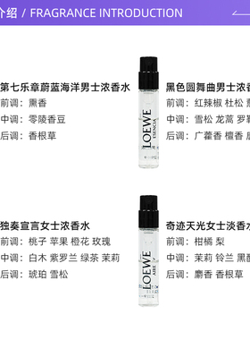 【自营】LOEWE/罗意威1.5ml*4支奇迹天光黑色圆舞曲香水小样套装