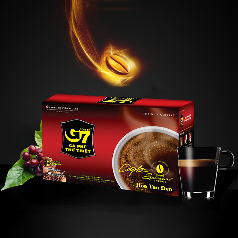 【自营】越南G7黑咖啡粉速溶无蔗糖提神美式纯咖啡30g*3盒(45袋)-图1