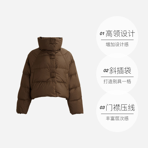 【自营】ELLE法式短款90鹅绒羽绒服女2024冬新款高端时尚保暖外套 - 图0