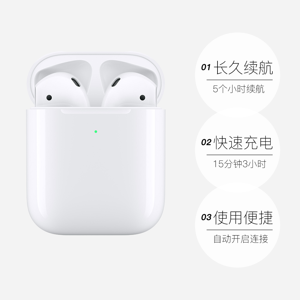 代原装无线充电蓝牙耳机 AirPods2 苹果 Apple 直营国行 代原装无线充电蓝牙耳机 AirPods2 苹果 Apple 直营国行
