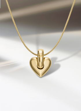 【自营】Armani阿玛尼LOVE系列项链女爱心吊坠长链金色小众送女友