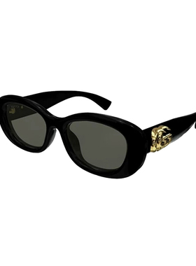 古驰双G大logo椭圆窄框墨镜