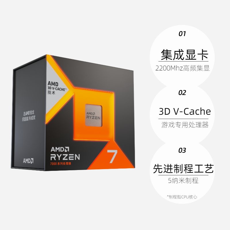 【自营】AMD锐龙R7 7800X3D盒装CPU台式机电脑游戏处理器AM5八核 - 图3