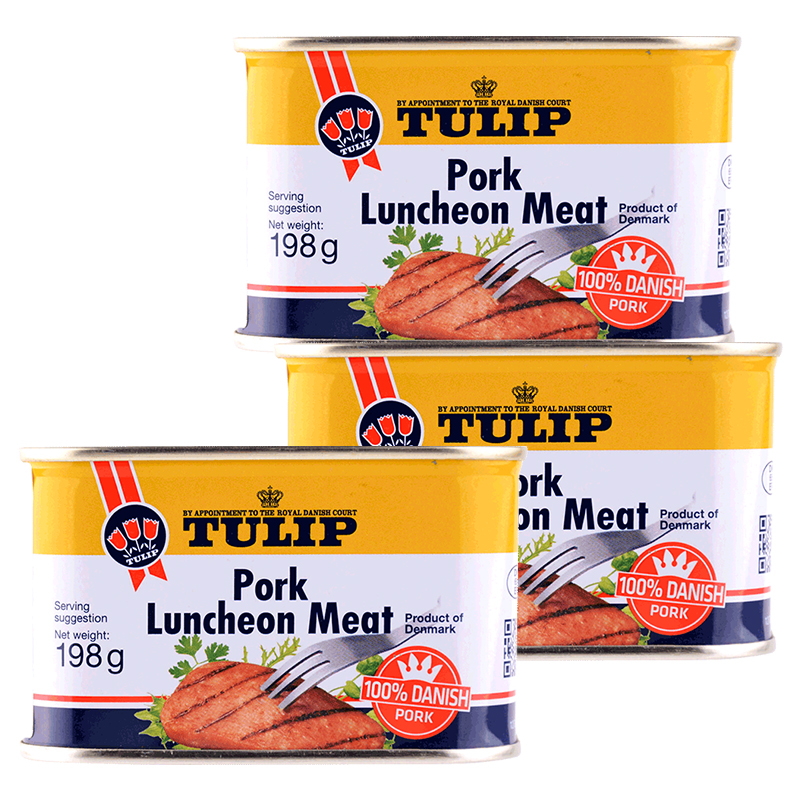 【自營】丹麥Tulip郁金香午餐肉罐頭198g*3火鍋速食即食進口_天貓國際自營進口超市_糧油調味_速食_干貨_烘焙