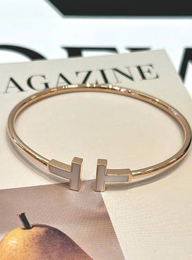 【自营】中古99新蒂芙尼Tiffany T系列线圈手镯18K金镶贝母中号