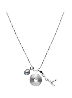 【自营】春季新品Armani阿玛尼男士项链银色钢质珍珠气质男生礼物