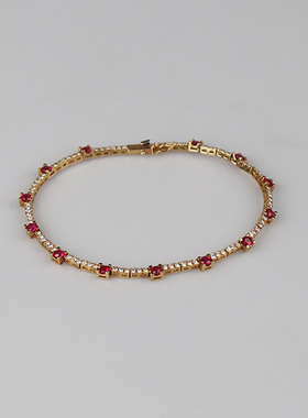 【自营】中古「9.5新」日本进口商品红宝石钻石手链750黄金19cm