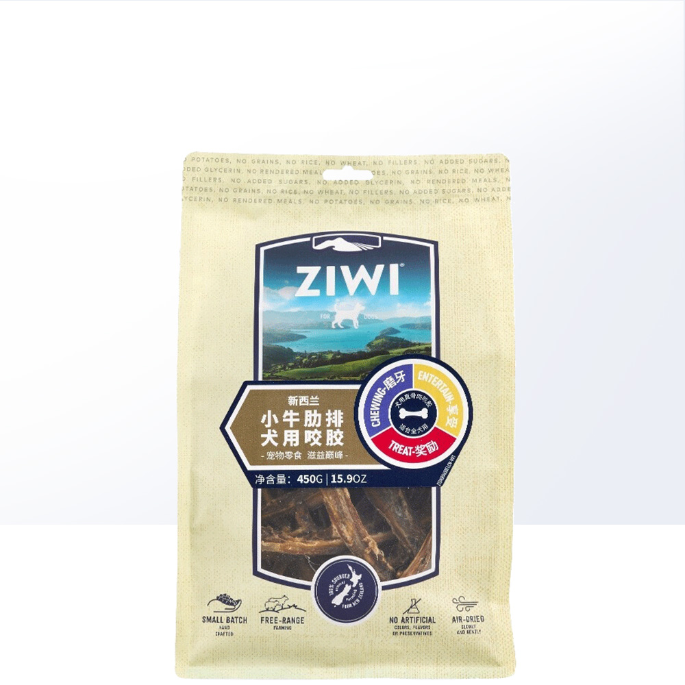 【自营】Ziwi 巅峰进口风干咬胶小牛肋排450g洁齿狗零食犬磨牙棒 - 图1