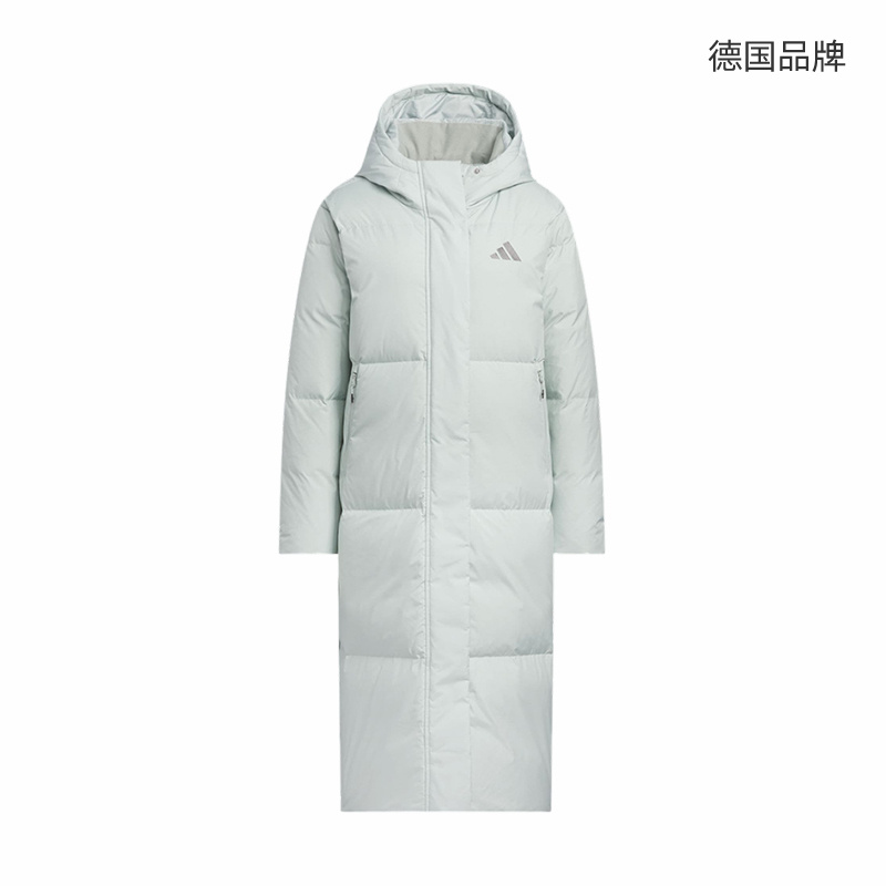 【自营】adidas阿迪达斯女子连帽长款羽绒服保暖加厚外套KC5949 - 图1