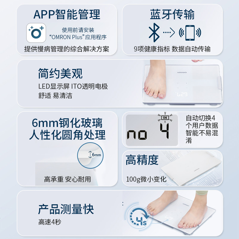 【自营】欧姆龙体脂秤家用精准身体脂肪率BMI内脂蓝牙体重秤270T1,淘宝优惠券,粉丝福利购,淘宝优惠卷