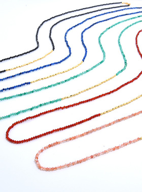 湖蓝松石锁骨链女美拉德风欧式风