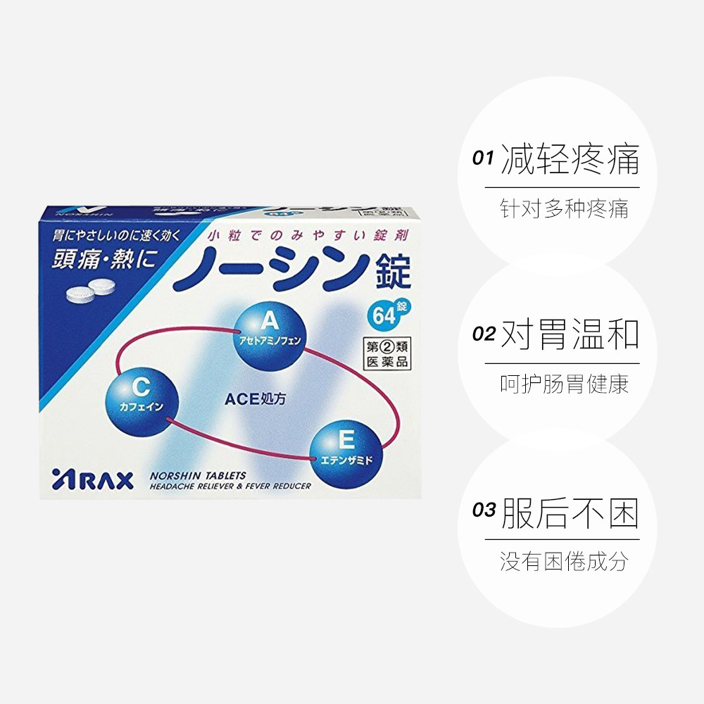 【自营】日本arax头痛粒对乙酰氨基酚 天猫国际健研馆国际解热镇痛用药