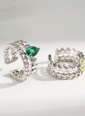 【自营】VITARING戒指女简约锆石开口可调节指环小众设计欧美风