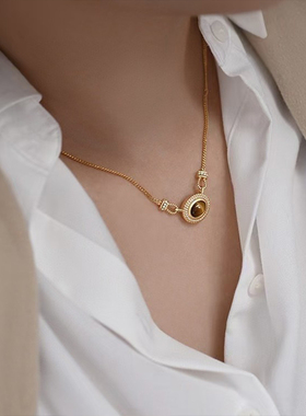 【自营】英国DB 美拉德风虎眼石复古港风时髦个性高级感锁骨链女