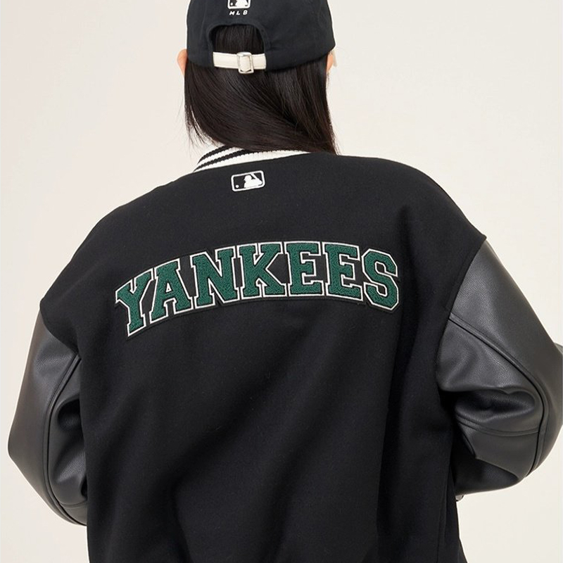 【自营】MLB男女情侣学院风棒球服羊毛夹克外套虞书欣同款JPV06-图2