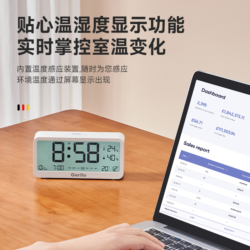 【自营】德国电子室内温度计家用温度湿度表高精度测量显示器婴儿-图0