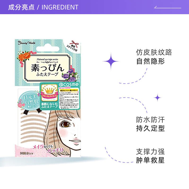 【自营】LUCKY TRENDY双眼皮贴女素肌自然无痕隐形肤色男女用30对 - 图1