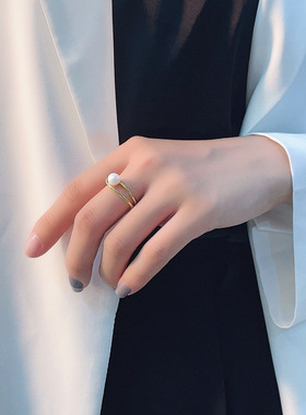 【自营】WEEKISS线条交叉戒指女小众设计感925纯银食指轻奢指环