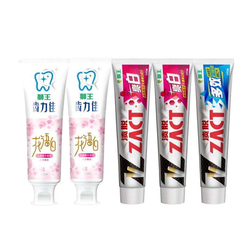 【自营】狮王美白牙膏樱花牙膏2支+渍脱去烟渍牙膏薄荷3支清新