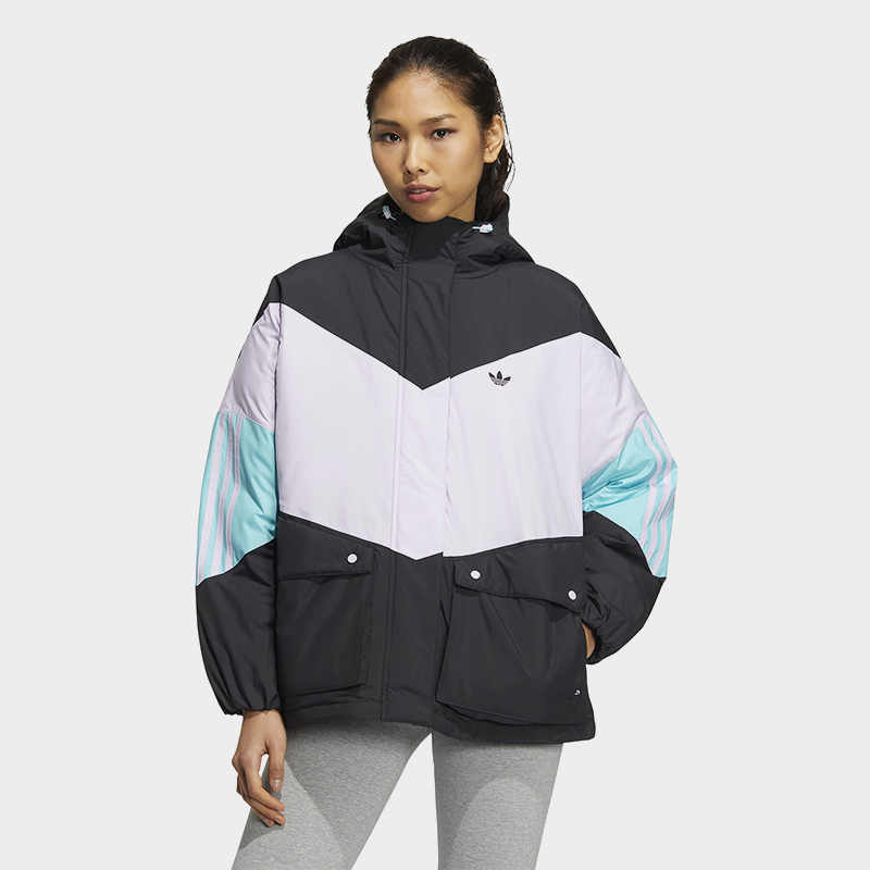 【自营】Adidas阿迪达斯三叶草羽绒服女装拼接保暖运动外套HS9519