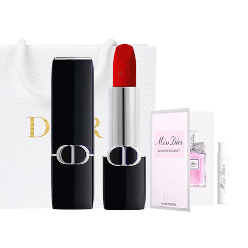 【自营】Dior/迪奥口红焰蓝金唇膏丝绒999花漾哑光淡香水礼物套装 - 图3