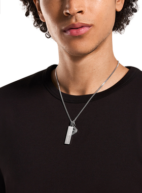 【自营】春季新品 Armani阿玛尼男士项链银色钢质轻奢男生礼物