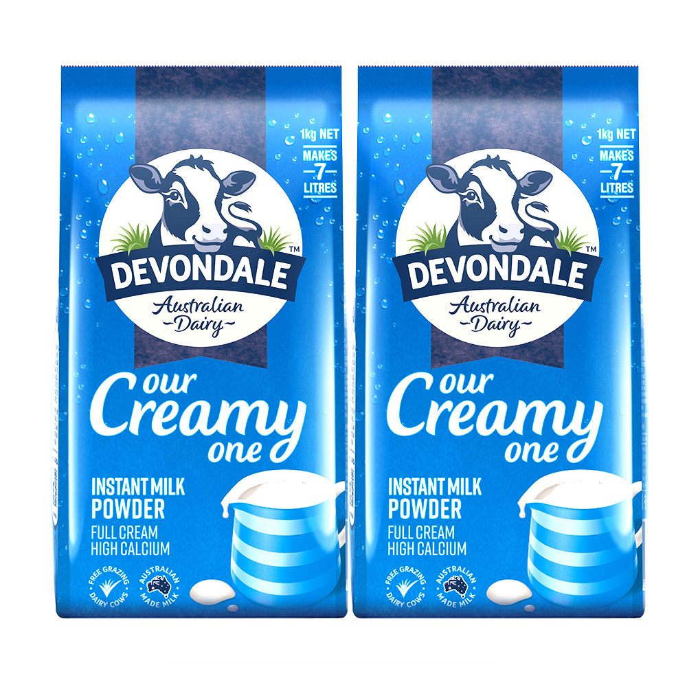 【自营】澳洲进口德运DEVONDALE全脂成人奶粉1kg*2袋青少年中老年-图0