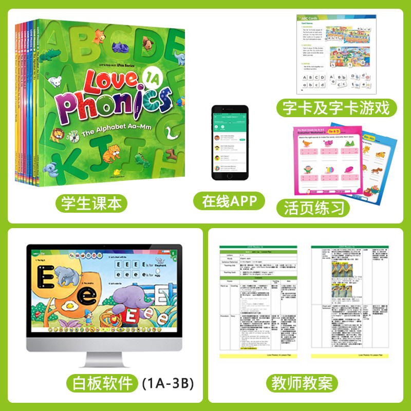 【自营】幼儿英语自然拼读love phonics 字母拼写拼读 The alphabet 26个字母 3-6岁学前入门英语phonics发音启蒙教材
