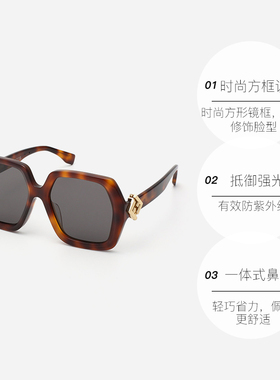 【自营】FENDI芬迪墨镜时尚板材金属字母logo大方框太阳镜 40139F