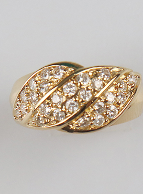 【自营】中古「9.5新」日本进口商品群镶钻石戒指K18黄金52号