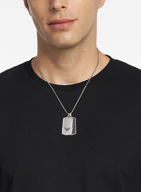 阿玛尼双牌男士钢质项链