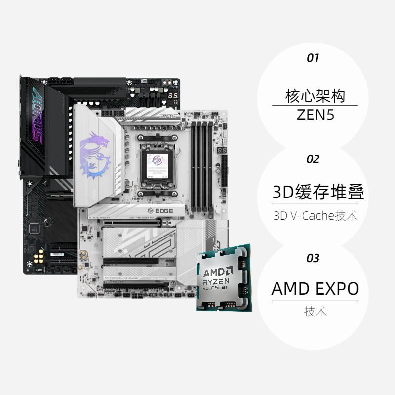 Материнская плата, набор, процессор AMD Ryzen R9, 9900x, ×3, 3D, 9950×3