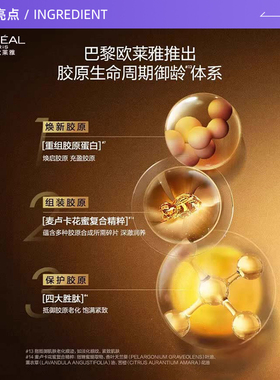 【自营】欧莱雅金致臻颜花蜜胶原精粹水65ml*2补水保湿爽肤水护肤