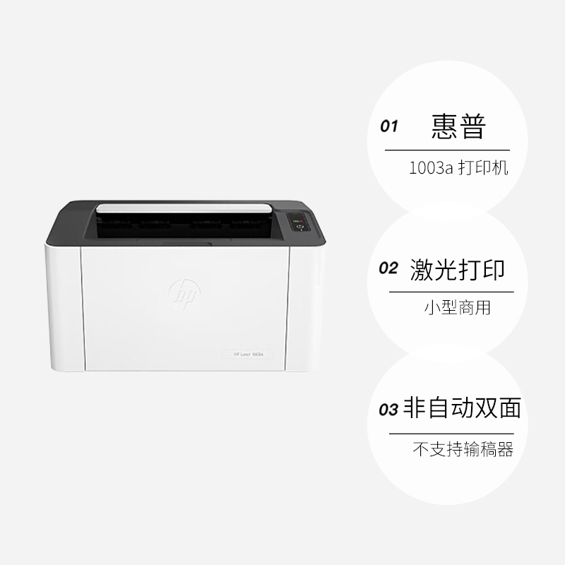 【自营】惠普（HP）1003a单功能黑白激光打印机更高配置更小体积小型商用（锐系列）不支持苹果系统-图0