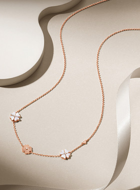 【自营】白鹿同款 Armani阿玛尼四叶草女士银项链玫瑰金女生礼物